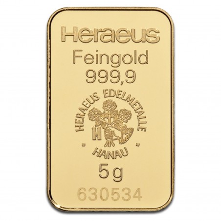5 Grams Heraeus Gold Bar