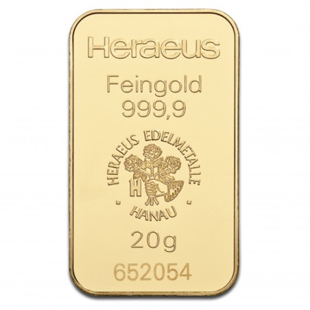 20 Grams Heraeus Gold Bar