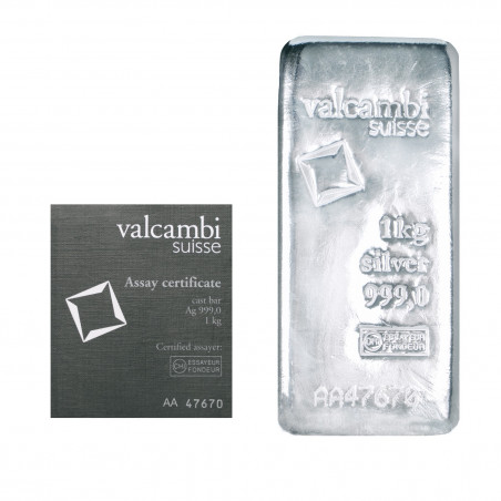 1 Kg Valcambi Fine Silver Bar 999.0