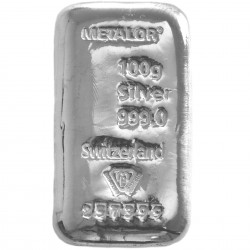 100 Grams Metalor Silver Bar