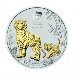 1 Oz Gilded Lunar Tiger 2022 Silver Coin