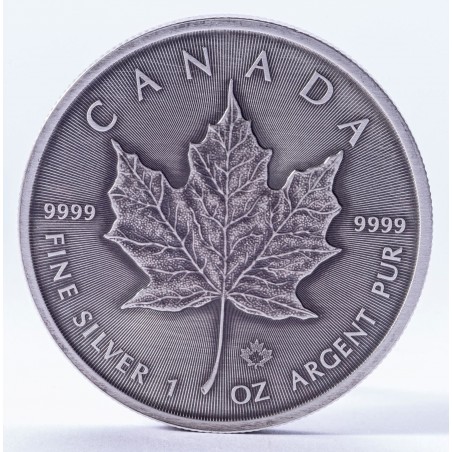 Antique Finish 1 Oz Maple Leaf 2021 Silver Coin