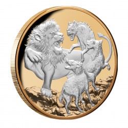 5 Oz Gilded Lion And Hyena 2022 Silver Coin