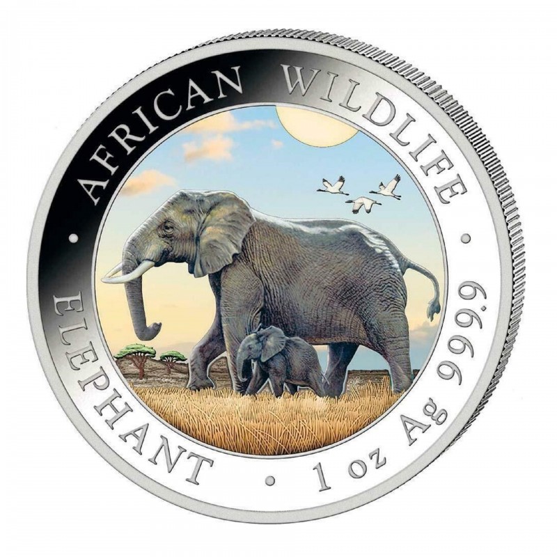 1 Oz Colored Elephant 2022 Silver Coin