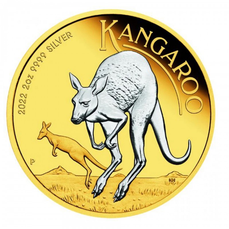 2 Oz Plated Kangaroo 2022 Silver Coin