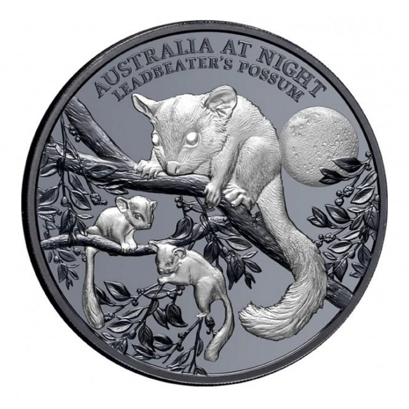 1 Oz Squirrel Possum 2022 Black Proof Silver Coin