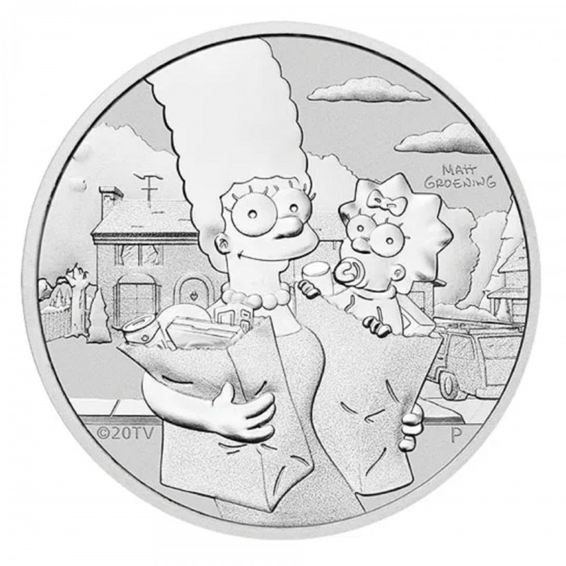 1 Oz The Simpsons Marge and Maggie 2021 Silver Coin