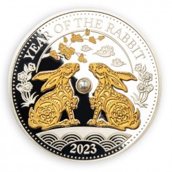 1 Oz Gilded Rabbit With Pearl 2023 Silver Coin
