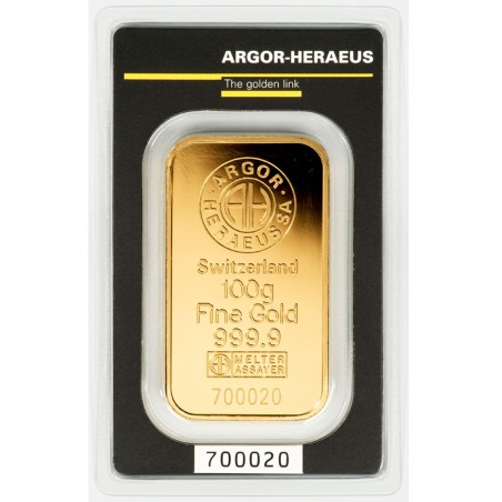 100 Grams Argor-Heraeus Gold Bar