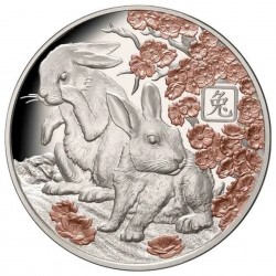1 Oz Rabbit With Rose Gold 2023 Silver Coin