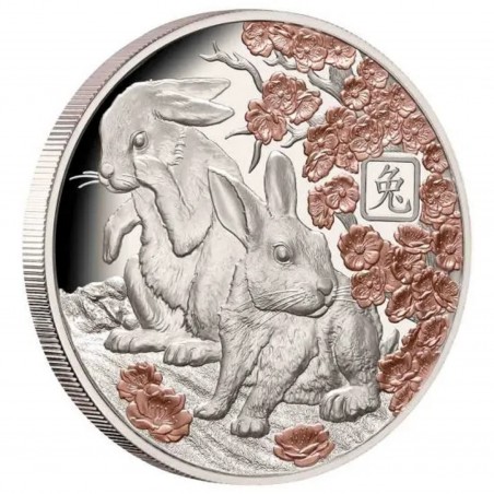 1 Oz Rabbit With Rose Gold 2023 Silver Coin