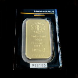 DAMAGED 100 Grams Argor-Heraeus Gold Bar