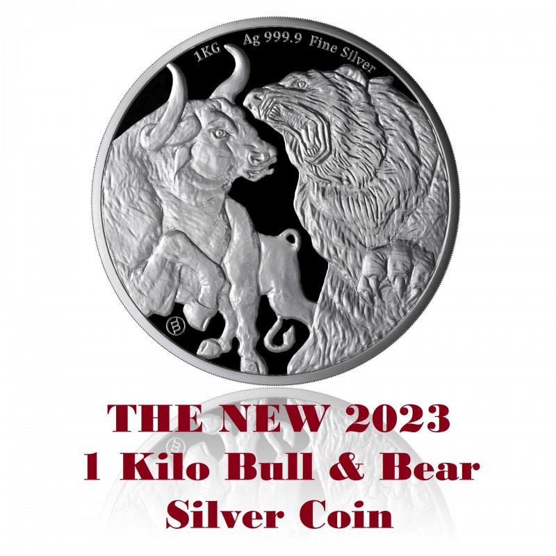 2023 1 Kilo Bull & Bear Silbermünze