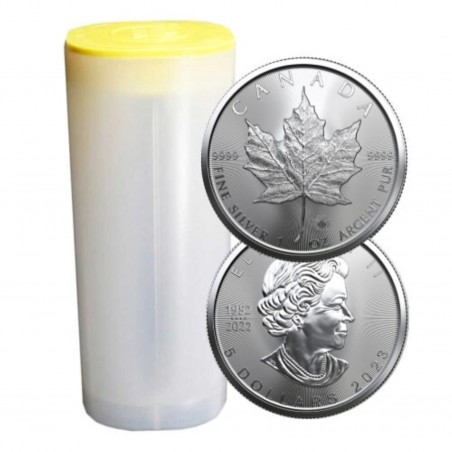 Tube of 25 X 1 Oz Maple Leaf Silver Coin 2023