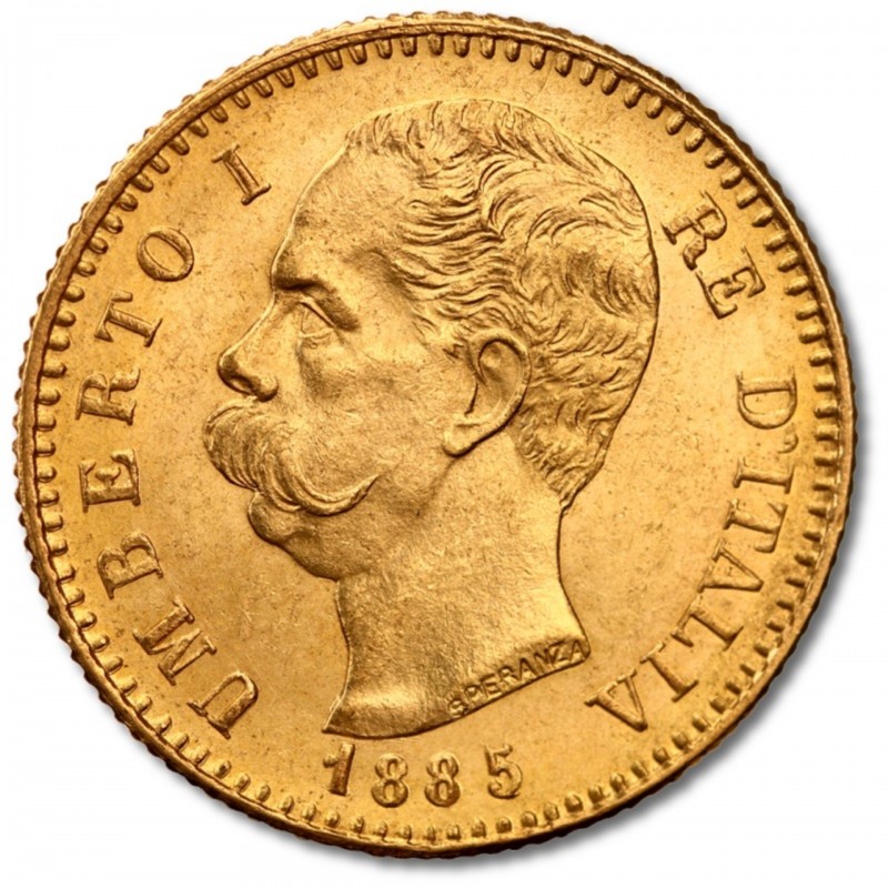 20 Italian Lira Umberto Mixed Years Gold Coin