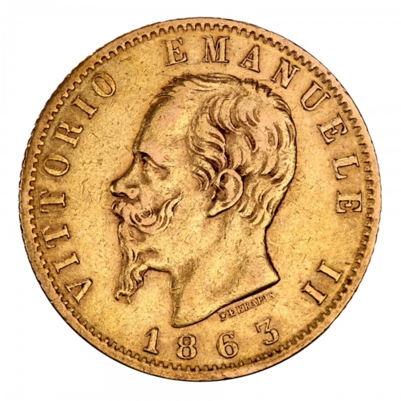 20 Italian Lira Vittorio Emanuele II Mixed Years Gold Coin