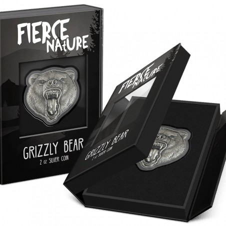 2 Oz Grizzly Bear - Fierce Nature Silver Coin