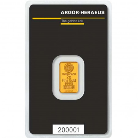 2 Grams Argor-Heraeus Gold Bar