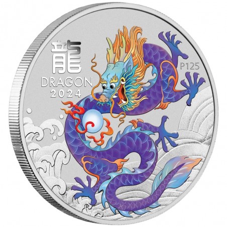 1 oz Purple Lunar Dragon Silver Coin 2024