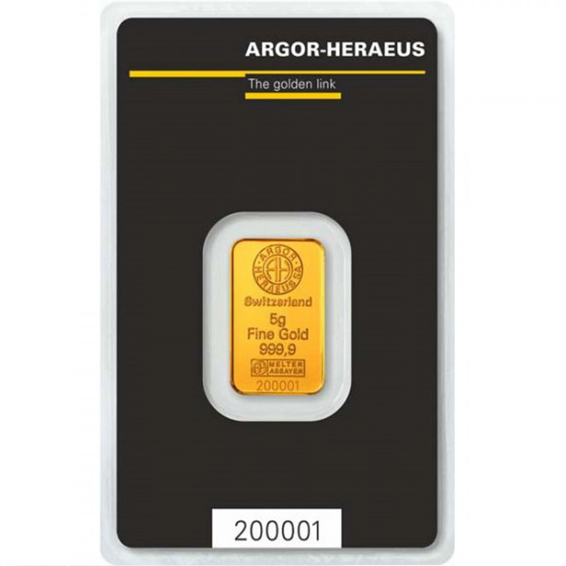 5 Grams Argor-Heraeus Goldbarren
