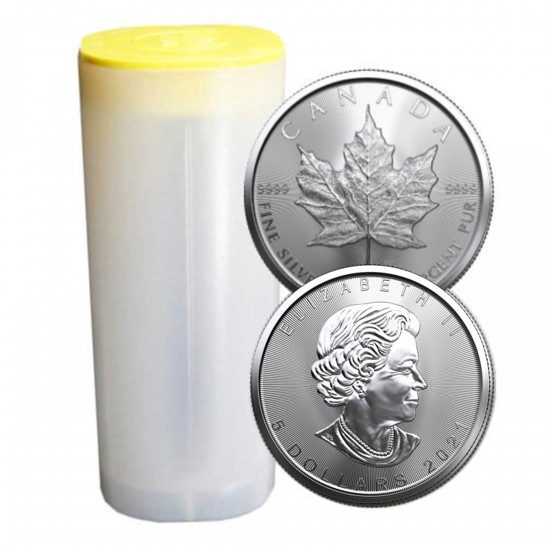 PRE-OWNED 25 X 1 Oz Maple Leaf Silver Coin 2021
